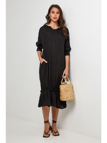 Lin Passion Leinen-Kleid in Schwarz