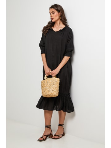 Lin Passion Leinen-Kleid in Schwarz