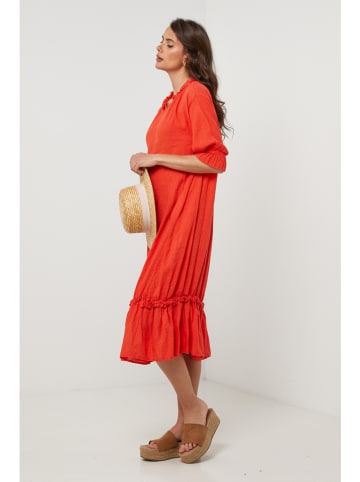 Lin Passion Leinen-Kleid in Rot
