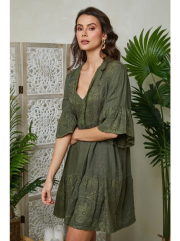 Lin Passion Leinen-Kleid in Khaki