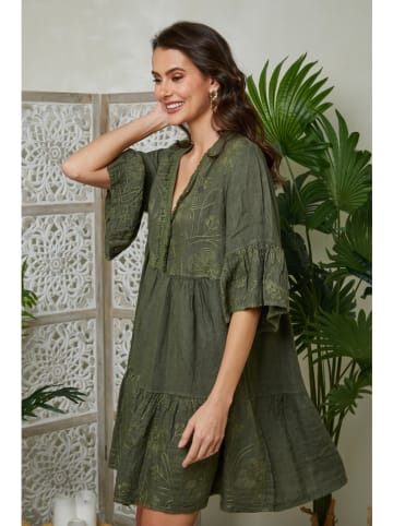 Lin Passion Leinen-Kleid in Khaki