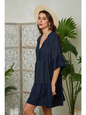 Lin Passion Leinen-Kleid in Dunkelblau