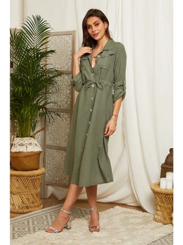 Lin Passion Leinen-Kleid in Khaki