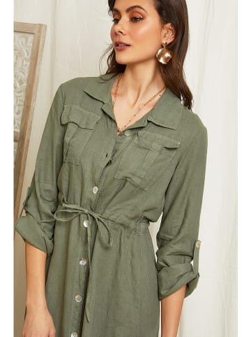 Lin Passion Leinen-Kleid in Khaki