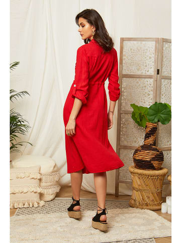 Lin Passion Leinen-Kleid in Rot