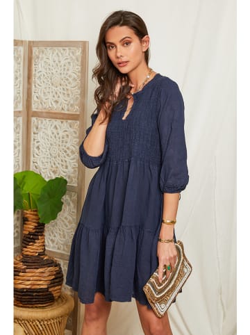 Lin Passion Leinen-Kleid in Dunkelblau