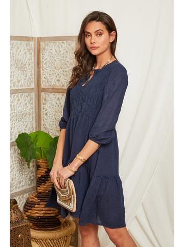 Lin Passion Linnen jurk donkerblauw