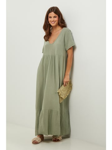 Lin Passion Lniana sukienka w kolorze zielonym