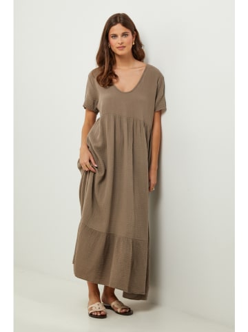 Lin Passion Leinen-Kleid in Hellbraun