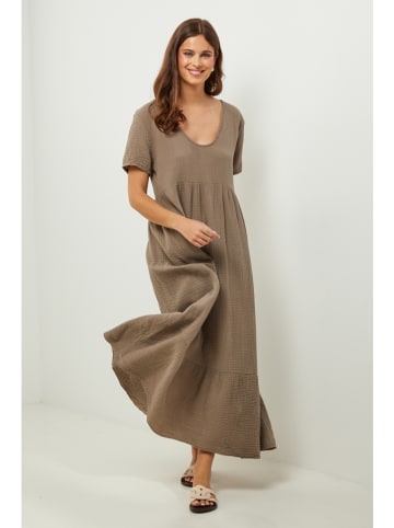 Lin Passion Leinen-Kleid in Hellbraun