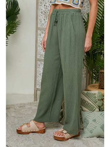 Lin Passion Lniane spodnie w kolorze khaki