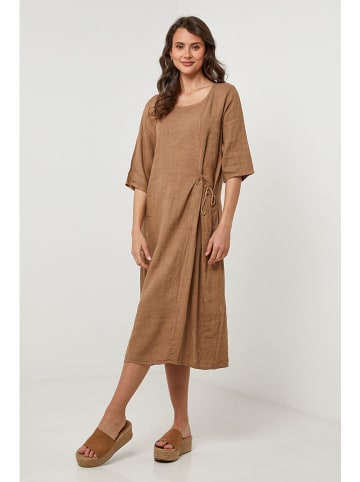 Lin Passion Leinen-Kleid in Hellbraun