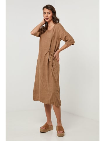 Lin Passion Leinen-Kleid in Hellbraun
