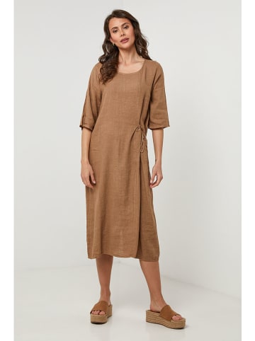 Lin Passion Lniana sukienka w kolorze jasnobrązowym