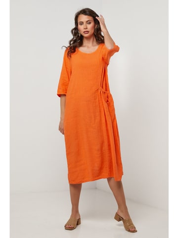Lin Passion Lniana sukienka w kolorze pomarańczowym