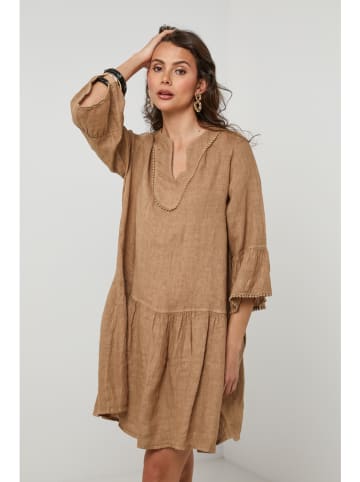 Lin Passion Leinen-Kleid in Hellbraun