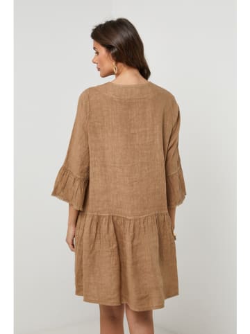 Lin Passion Linnen jurk lichtbruin