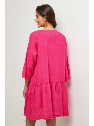 Lin Passion Lniana sukienka w kolorze różowym