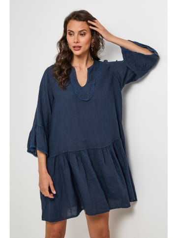 Lin Passion Leinen-Kleid in Dunkelblau