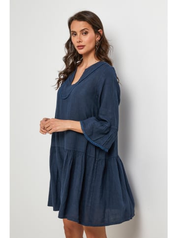 Lin Passion Linnen jurk donkerblauw
