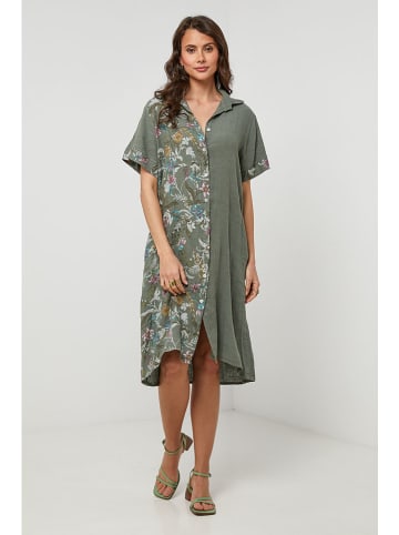 Lin Passion Lniana sukienka w kolorze khaki