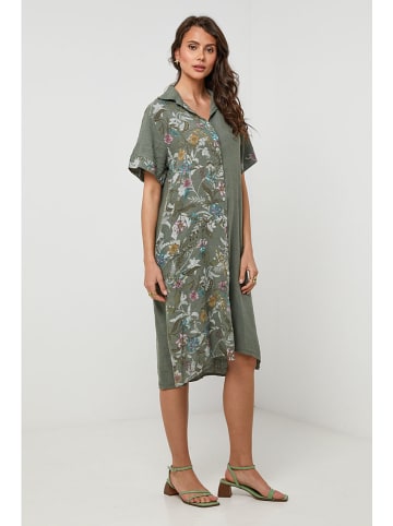 Lin Passion Lniana sukienka w kolorze khaki