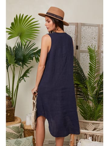 Lin Passion Lniana sukienka w kolorze granatowym