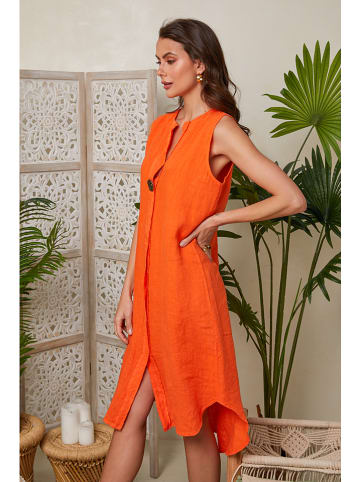 Lin Passion Lniana sukienka w kolorze pomarańczowym