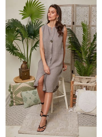 Lin Passion Leinen-Kleid in Hellbraun