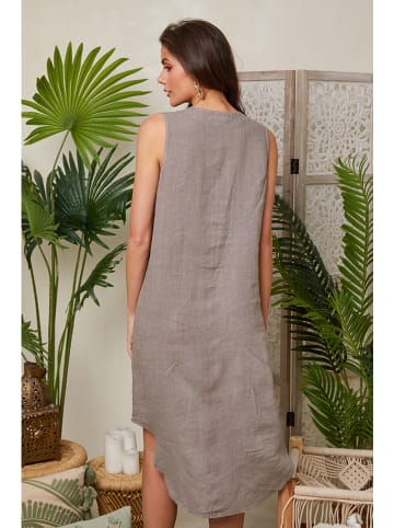 Lin Passion Leinen-Kleid in Hellbraun