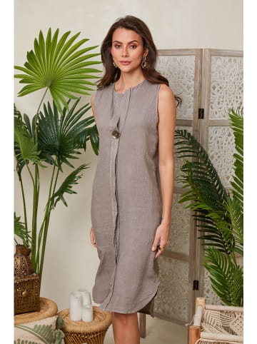Lin Passion Leinen-Kleid in Hellbraun