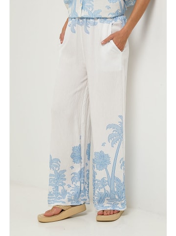 Lin Passion Broek crème/lichtblauw