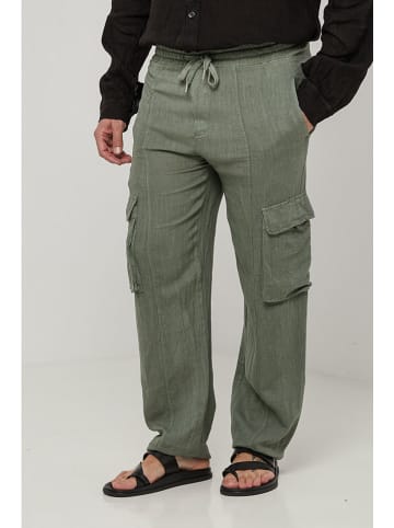 Lin Passion Leinen-Cargohose in Khaki