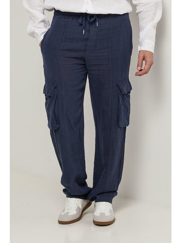 Lin Passion Linnen cargobroek donkerblauw
