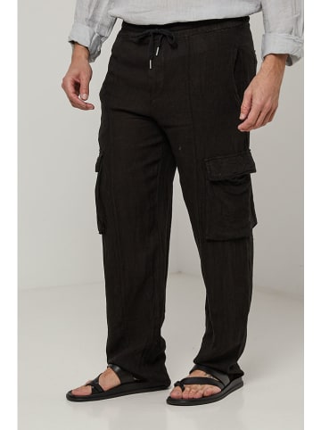 Lin Passion Leinen-Cargohose in Schwarz