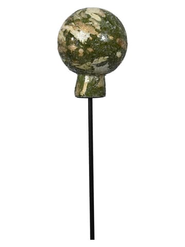 POSIWIO Dekoracja ogrodowa "Sphere" w kolorze zielono-kremowym - wys. 12,5 x Ø 10 cm