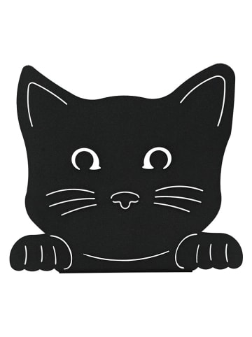 POSIWIO Ogrodowa dekoracja ścienna "Cat" w kolorze czarnym - 20 x 18 x 3 cm