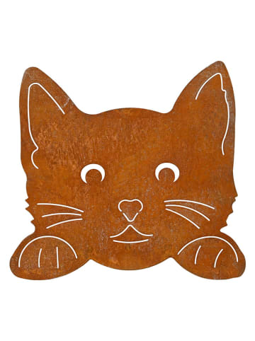 POSIWIO Ogrodowa dekoracja ścienna "Cat" w kolorze ceglanym - 20 x 18 x 3 cm