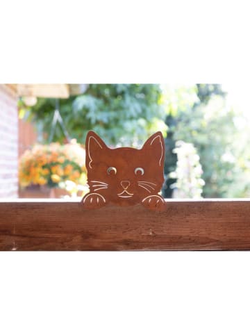POSIWIO Tuinmuurdecoratie ''Kat'' roestrood - (B)20 x (H)18 x (D)3 cm