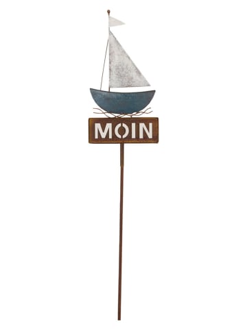 POSIWIO Tuinbord "Moin" blauw/wit - (B)18 x (H)115,5 x (D)3 cm