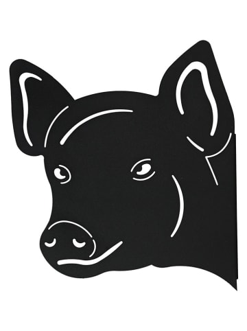 POSIWIO Ogrodowa dekoracja ścienna "Pig" w kolorze czarnym - 21 x 24 x 3 cm