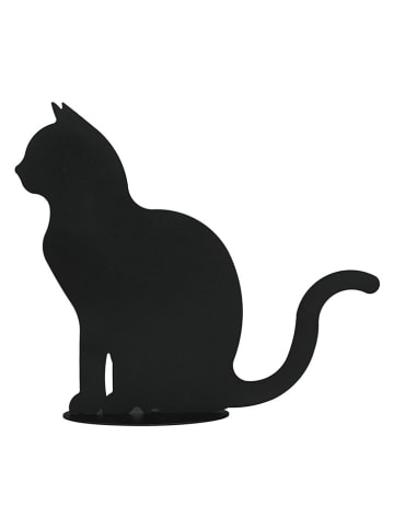 POSIWIO Dekoracja ogrodowa "Cat" w kolorze czarnym - 35 x 30 x 8 cm