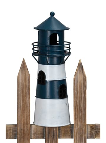 POSIWIO Figurka "Lighthouse" w kolorze niebiesko-białym na płot - wys. 26 x Ø 8,5 cm