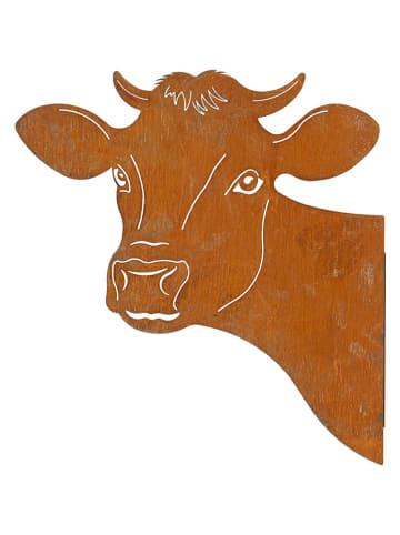 POSIWIO Garten-Wanddeko ''Kuh'' in Rostrot - (B)32 x (H)33,5 x (T)3 cm