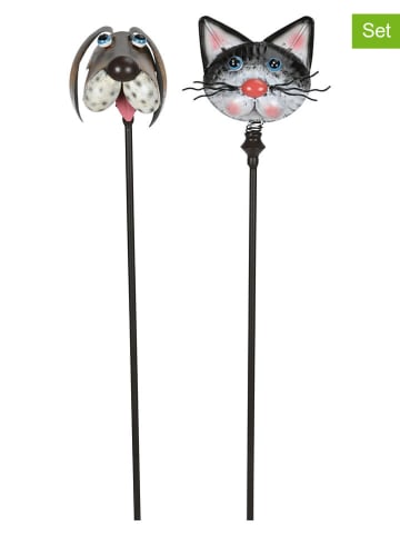 POSIWIO 2-delige set: tuinstekers ''Hond + Kat'' grijs
