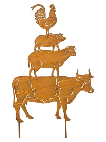 POSIWIO Tuinsteker ''Koe, Schaap, Varken u. Hahn'' roestrood - (L)50 x (B)35 cm