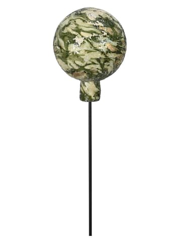 POSIWIO Dekoracja ogrodowa "Sphere" w kolorze zielono-kremowym - wys. 16,5 x Ø 13 cm