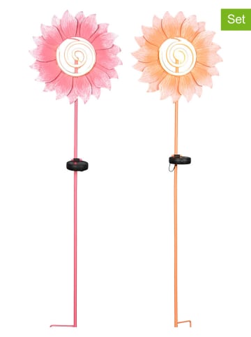 POSIWIO 2er-Set: LED-Solar-Dekoleuchten in Rosa/ Orange - (B)33 x (H)120 x (T)10 cm