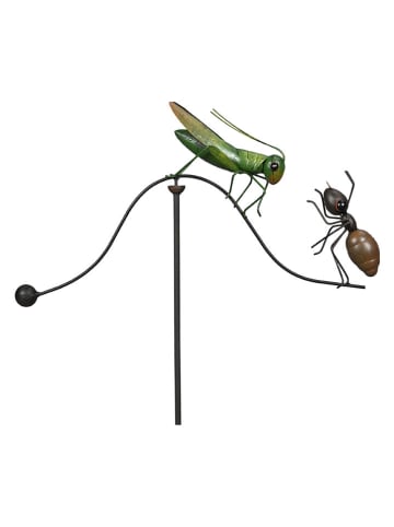 POSIWIO Windspiel ''Grashüpfer + Ameise'' in Grün - (B)63 x (H)133 x (T)9 cm