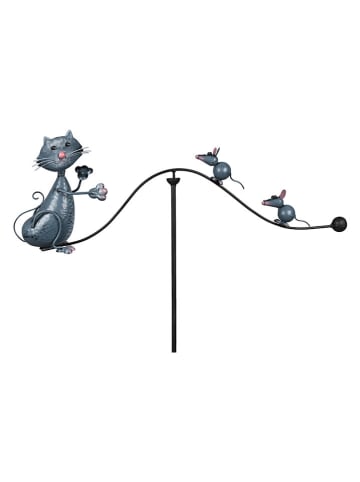 POSIWIO Windspiel ''Katze mit Mäusen'' in Grau - (B)75 x (H)137 x (T)11 cm